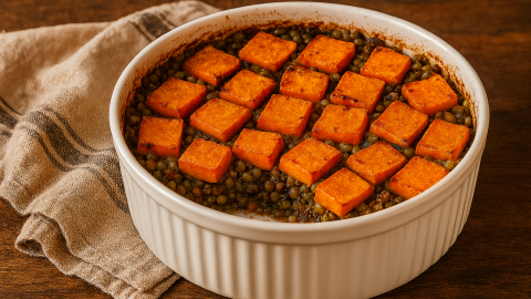 Gratin de patates douces et lentilles au cookeo